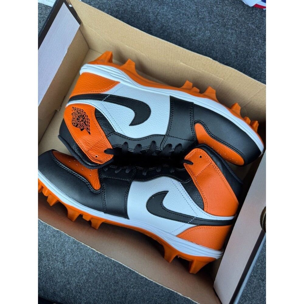 Mens 8.5 Nike Air Jordan 1 Mid TD Football Cleats Shattered Backboard FJ6805-801